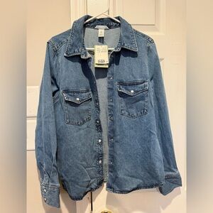H&M Blue Denim Button-Up Shirt